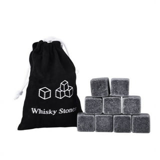A&A Wonders Premium Whiskey Stones Set Of 4 Geometrical Shapes Chilling  Rocks Stone Reusable Ice Cubes For Drinks With Velvet Carrying Pouch,grey