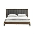thumbnail image 2 of Noe Sia Queen Size Platform Bed- Channel Tufted Upholstery- Gray- Brown, 2 of 6