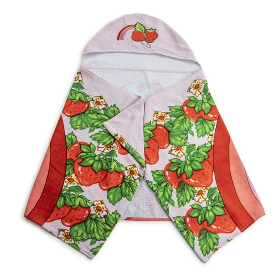 Strawberry Shortcake Rainbows Kids Hooded Towel Wrap, Cotton, Pink, Wildbrain