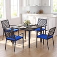 thumbnail image 6 of Vitarpatio 5 Piece Outdoor Patio Dining Set, Metal Outdoor Furniture Set with Square Dining Table and 4 Chairs, All-Weather Patio Table and Chairs Set for 4, Hollow Back Armchairs W/ Cushions, 6 of 10