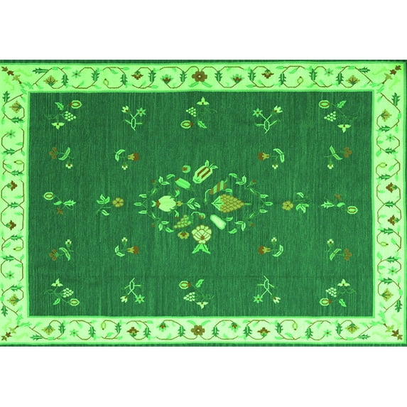 Ahgly Company Indoor Rectangle Abstract Green Contemporary Area Rugs, 3' x 5'