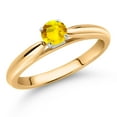 thumbnail image 2 of Gem Stone King 10K Yellow Gold Yellow Sapphire Solitaire Engagement Ring for Women (0.36 Cttw, Gemstone September Birthstone, Round 4MM), 2 of 4