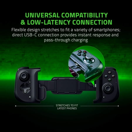 Razer - Kishi for Android (Xbox) Gaming Controller: Cloud Gaming Ready - Compatible with Most USB-C Android Phones - Black