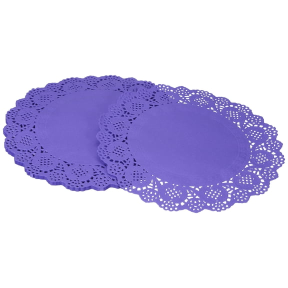 Uxcell 50Pcs Paper Doilies, 10.5" Lace Doilies Round Paper Placemats for Dessert Cake Wedding Birthday Party Decorations Sandwiches Restaurants, Purple
