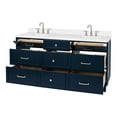 thumbnail image 4 of Ariel Monroe 67 Inch Double Rectangular Sink Bathroom Vanity With Pure White Quartz Countertop 1.5 inch Edge In Midnight Blue, 4 of 7