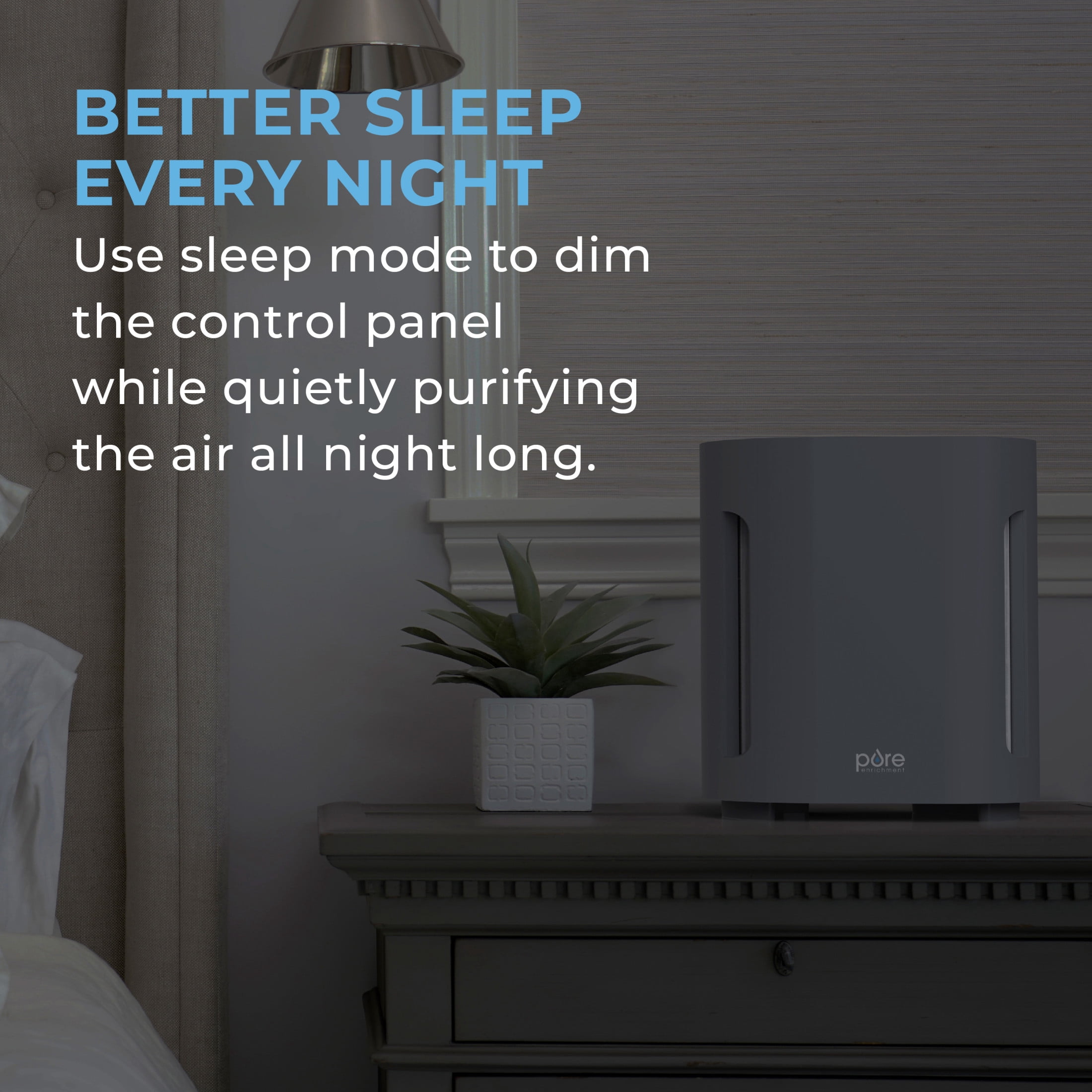 Pure Enrichment PureZone Air Purifier for Bedroom & Living Room, 4-Stage Filtration & UV-C Light, H13 HEPA Filter Helps Pet Hair Dander, Allergens, Smoke, Dust (Gray)