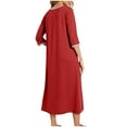 thumbnail image 5 of Aboser Womens Lounger Robes with Pockets Zipper Up Crewneck Nightgown Casual 3/4 Sleeve Duster Housecoat Lightweight Full Length Loungewear, 5 of 6