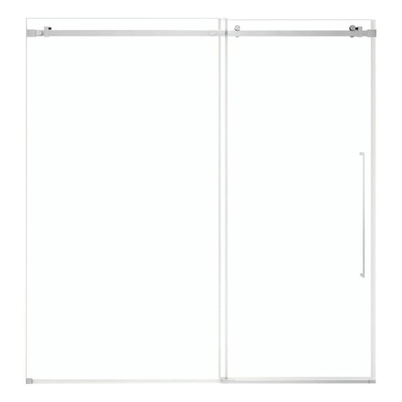 Selby 72"W x 74"H Frameless Sliding Alcove Shower Door in Satin Nickel