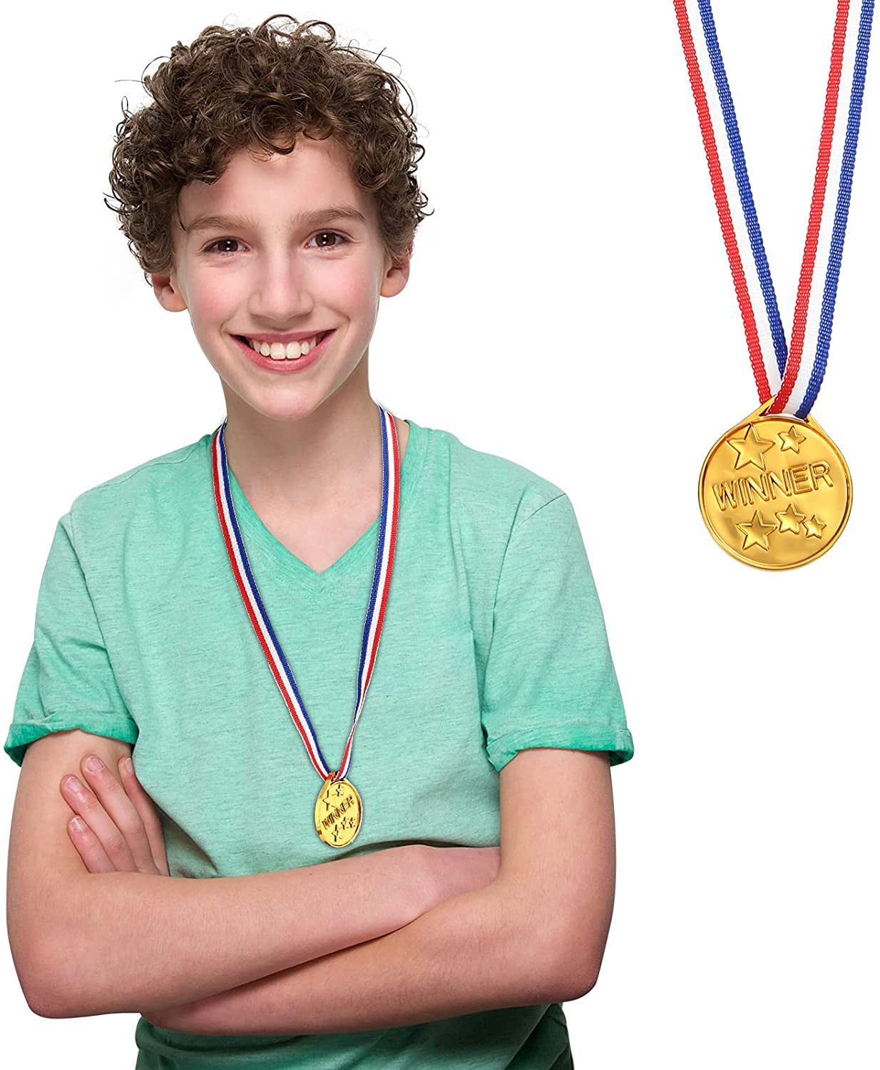 Winner Award Medals Talent Show Spelling Bee Gymnastic Birthday Party Favors Olympic Style Metal Winner Awards for Sports Competition 30 Pieces Gold Plastic Winner Award Medals 