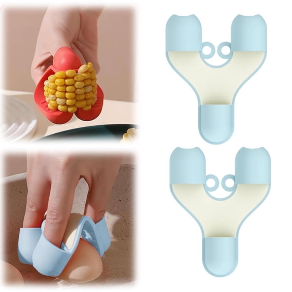 WUXIAB 2 Pcs Silicone Oven Mitts,Cute Kitchen Mittens For Baking,Reusable Silicone Mini Oven Mitts & Potholders,Kitchen Heat-Resistant Cooking Pinch Mitts,Three Fingers Rubber Oven Glove A Blue
