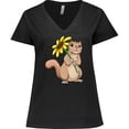 thumbnail image 3 of Inktastic Cute Chipmunk with Sunflower Women's Plus Size V-Neck T-Shirt, 3 of 5