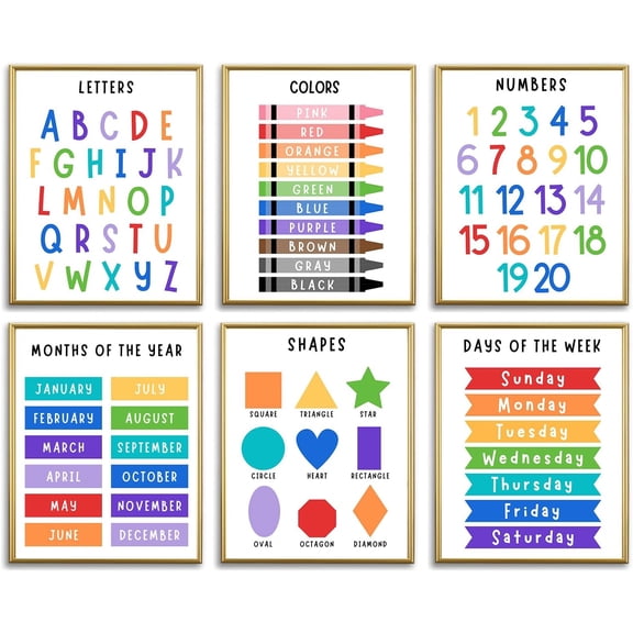 Educational Preschool Learning Posters,Alphabet ABC Posters for Toddlers | Classroom Playroom Wall Art Decor,Counting Chart for Kindergarten,Pre K Learning Poster for Toddlers 1-3 Homeschool Supplies