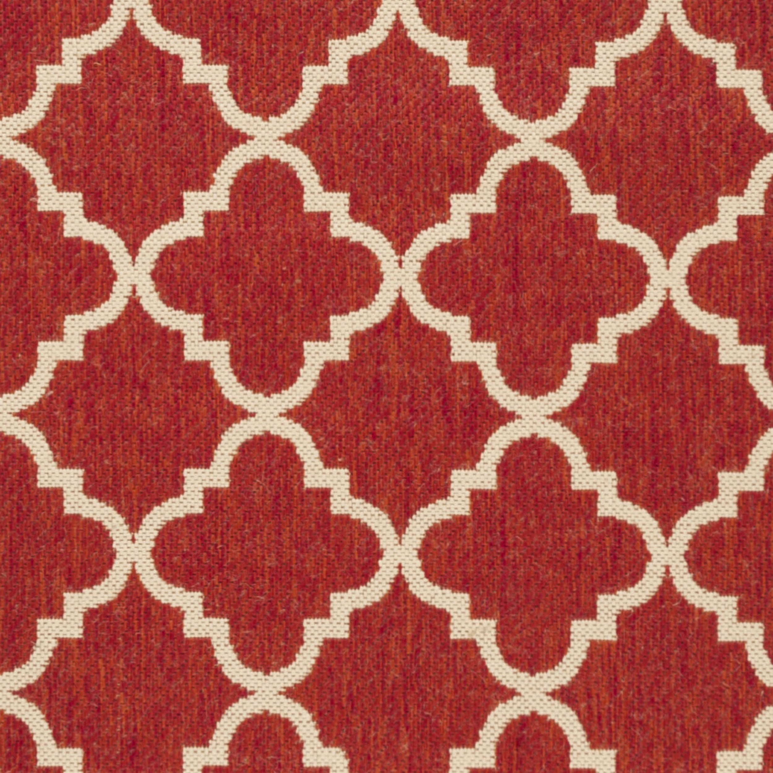 SAFAVIEH Outdoor LND121Q Linden Collection Red / Creme Rug