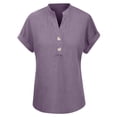 thumbnail image 4 of Kelon Short Sleeve Blouses for Women V Neck Button Sweaters 2026 Casual Summer Tshirt Fashion Beach Vacation Clothes, L, 4 of 6