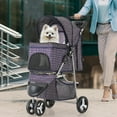 thumbnail image 3 of ZOPan 3-Wheel Pet Stroller, Foldable Travel Jogger for Small & Medium Dogs & Cats (Up to 33lbs), Lightweight Carrier with Breathable Mesh Cover, Cup Holder & Storage Basket, Plaid, 3 of 11