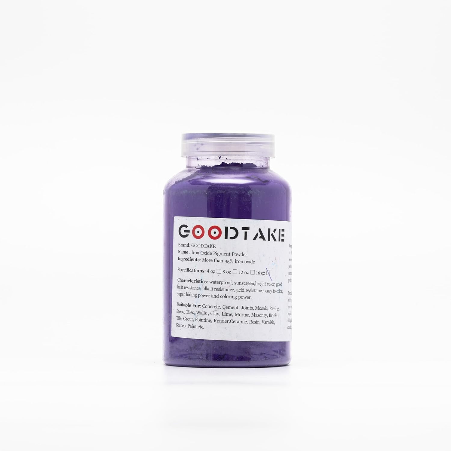 GOODTAKE Concrete Pigment, Purple Iron Oxide Pigment Powder, Concrete Cement Dye Color Pigment for Pastel Tile Paint Concrete Cement Mortar Grout (Purple, 12 oz)