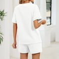 thumbnail image 5 of Lumtrix Women 2 Piece V Neck Matching Lounge Sets Clothing Spring Short Sleeve Shirt And Shorts 2026 Summer Airport Outfit White 2XL, 5 of 8