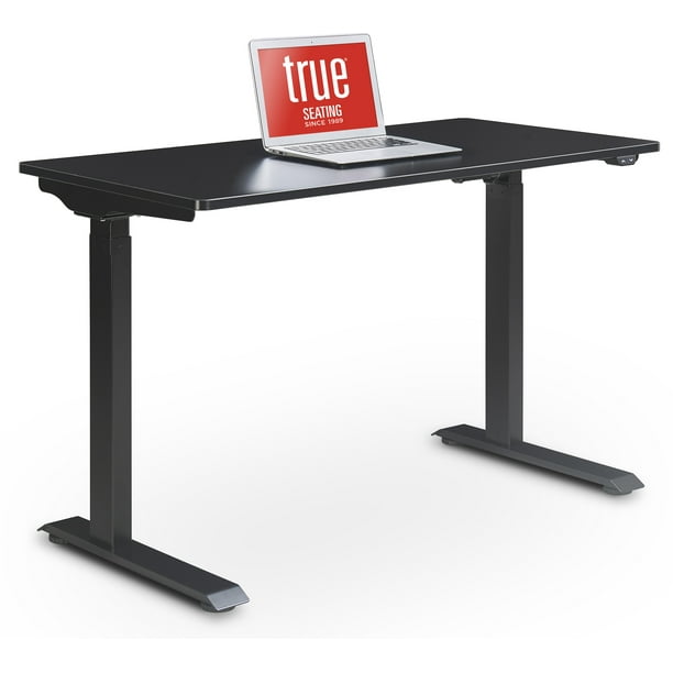 True Seating Ergo Height Adjustable Electric Standing Desk, Black