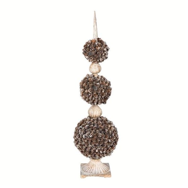 Vickerman FG191539 Cèdre Triple Boule en Pot de 35 Po et Pomme de Pin avec Support en Résine