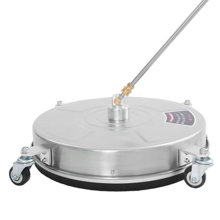 Pressure Washer Surface Cleaner, 18" Stainless Steel Surface Cleaner 5000 PSI Driveway Pressure Washer Attachment with 4 Wheels, 1/4" Quick Connector, 2 Extension Wand Attachments, 2 Spray Nozzles