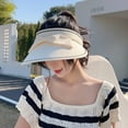 thumbnail image 6 of 55-60cm hat circumference adjustable empty top sunscreen hat female summer outdoor sun hat with bowBeige, 6 of 6