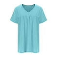 thumbnail image 7 of ABATAB Womens Tops V Neck Short Sleeve Pleated T Shirts Fashion Summer Solid Color Tees Casual Tunic Blouse, 7 of 7