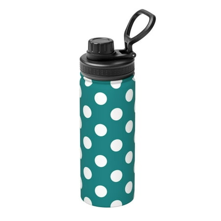 

Ocsxa Teal And White Polka Dot Print 18oz Stainless Steel Water Bottle Unisex Water Bottle Insulated Sports Water Cup Flask for Cold Water Drinks/Sports/Travel/Car/School