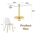 thumbnail image 5 of ExtraLco 5 Piece Square Glass Dining Table Set for 4, Tempered Glass Kitchen Table with Transparent Plastic Chairs and Gold Metal Base for Dining Room, 5 of 10