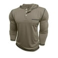 thumbnail image 5 of Txeol Henley Hoodie Shirts for Men Casual Long Sleeve Pullover Fall Winter Hooded Sweatshirt with Pocket,Khaki XXL, 5 of 9