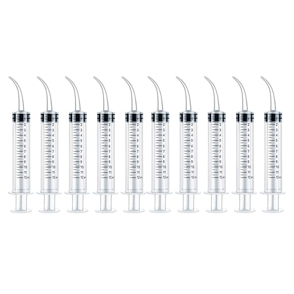 Jeringas de plástico fijadas 12 ml Jeringa de punta recta curvada de 12 ml Fácil de usar Ejercicio efectivo Alimentación animal para enjuague bucal 10 piezas Eigraketly CE011477-00B