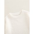 thumbnail image 5 of Gzhioc Infant Baby Boys Girls Fall Romper 0 3 6 9 12 18 24 Months Knitting Ribbed Surface Round Neck Long Sleeve Solid Color Crotch Button Bodysuit, 5 of 8