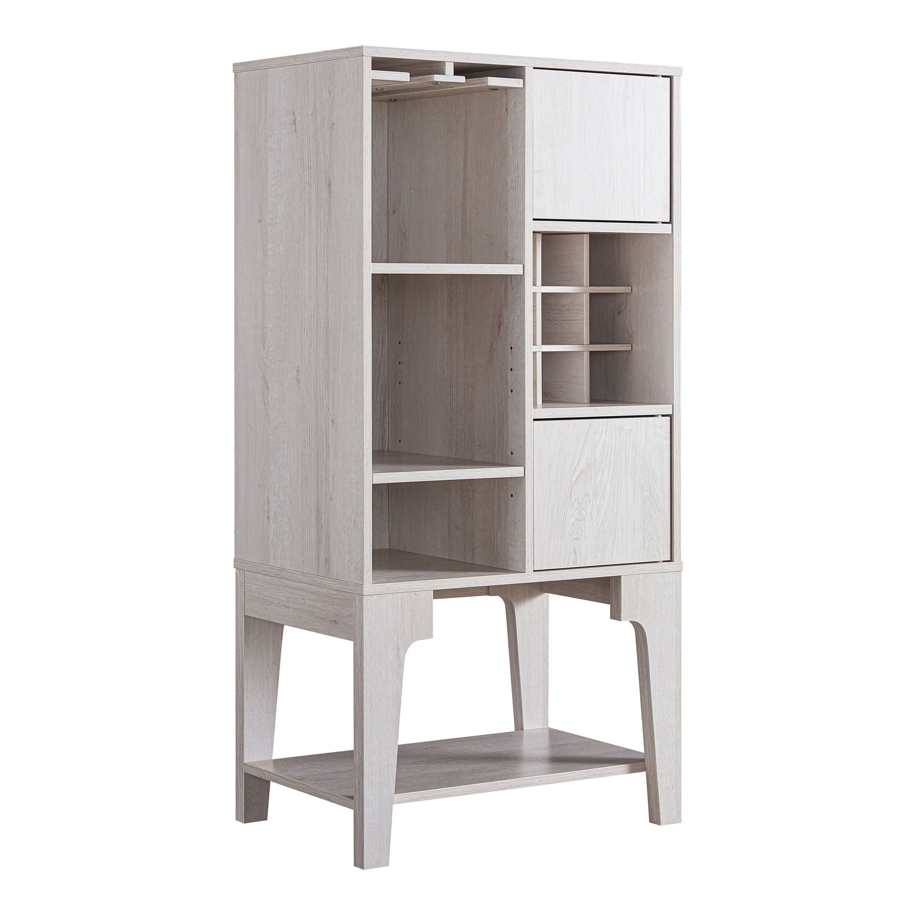 Furniture of America Morg 24"Width Wood 9-Bottle Wine Cabinet with Doors, White Oak