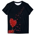thumbnail image 4 of Camiseta de Manga Corta de Cuello Redondo Impresa para las Mujeres Día de San Valentín, Mezcla Ligera de Poliéster para Primavera Verano Otoño, 4 of 8