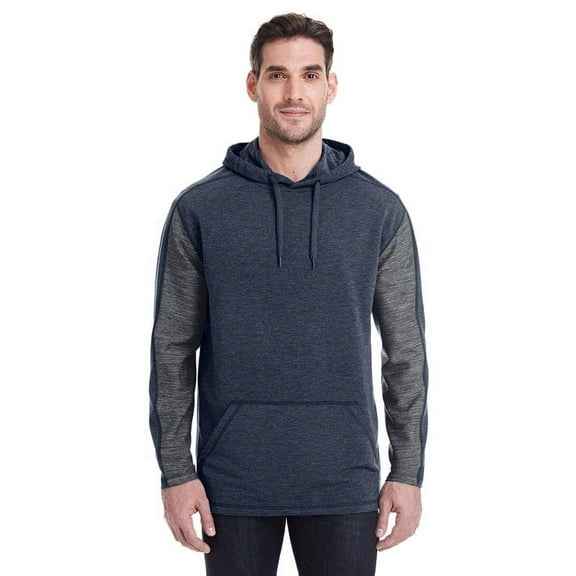 Adult Omega Stretch Hooded Sweatshirt - NAVY TRIBLEND - S