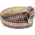 thumbnail image 2 of Angel Ranch DA1814-L 1.50 in. Gator Print Womens Leather Belt Topaz Mesh Inlay, Brown - Large, 2 of 4