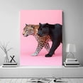 thumbnail image 2 of Contrast Tawny Leopard Black Panther Side Profile Solid Blush Pink Framed Canvas Wall Art,Modern Dual tiger Decor for Bedroom Lounge Ready to Hang-12"L x 8"W, 2 of 10