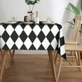 thumbnail image 3 of Black and White Harlequin Tablecloth 50x70 Inch, Washable Waterproof Rectangular Table Cover for Party Picnic Dinner Decor, 3 of 5