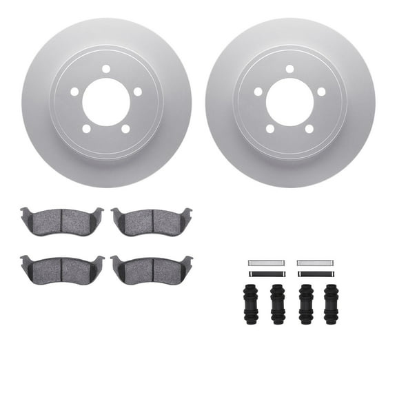 Dynamic Friction Company Rear Geospec Brake Rotors with Ultimate Duty Performance Brake Pads includes Hardware 4412-54040