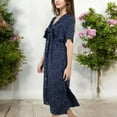 thumbnail image 4 of Women's Polka Dot Midi Dress with Front Tie Detail Short Sleeves and Button Front Design for a Flattering Fit- Small, Navy, 4 of 7