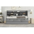 thumbnail image 4 of CoSoTower Twin Size Wooden Captain Bed with Built-In Bookshelves, Three Storage Drawers and Trundle, Light Grey, 4 of 9