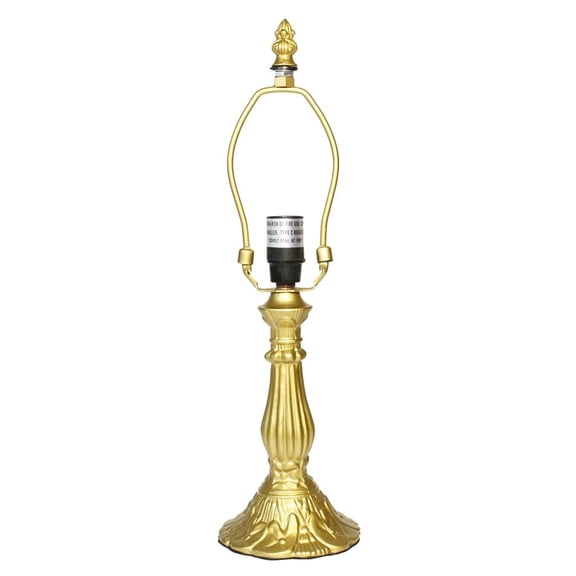 Rainbow Art Glass Lily Metal Lamp Base, Bright Gold Finish, Nicely Weighted, 13" Tall