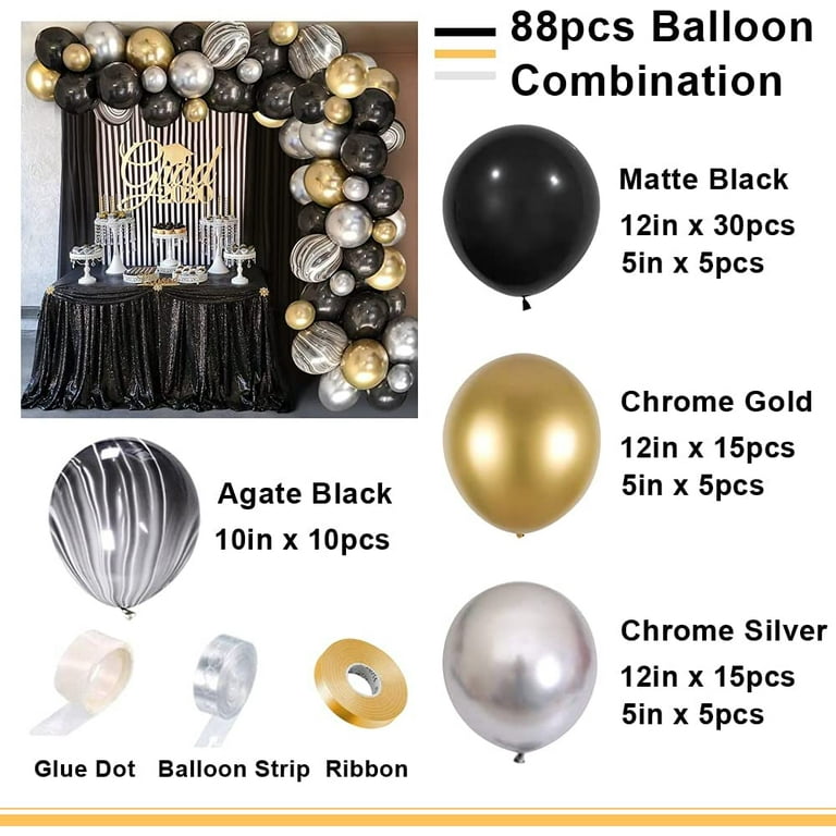 Buy MMTX Birthday Party Decorations Balloon,Black Gold Silver