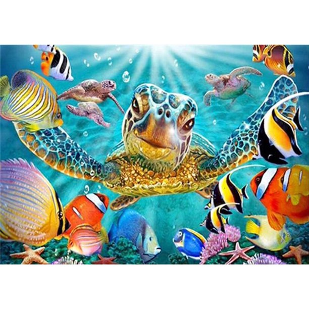 30 x 40 cm, El mundo submarino Pintura de diamante Bordado Pintura de diamante Lienzo Pintura 5D Niño Adulto Diamante de imitación Lote Rompecabezas Dibujo Decoración de pared Dormitorio