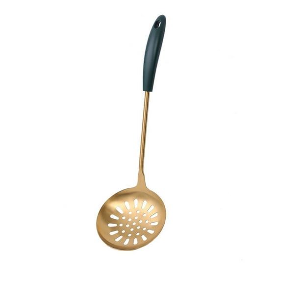 Stainless steel kitchenware set household cooking spatula colander frying spatula green gold