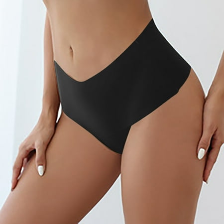 BSDJILFG Lace Underwear for Women High Waisted Ice Silk Hipster Low Cut Seamless Stretch Solid Color Panties Rollback