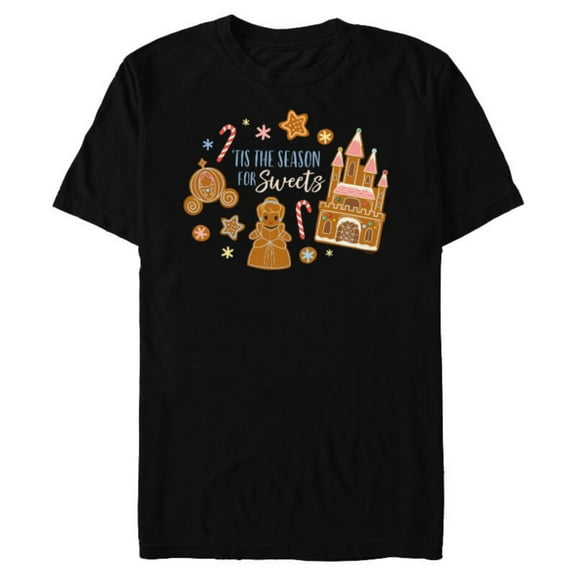 Disney Princess Cinderella Holiday Gingerbread Season Sweets - Short Sleeve Blended T-Shirt for Adults - Customized-Black
