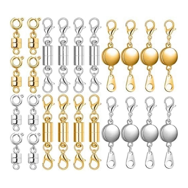 24 piezas de cierres y broches magnéticos para collares de 3 estilos diferentes, conector de broche magnético, broche de bloqueo extensible