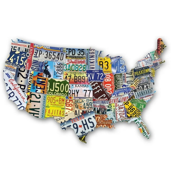TDC Games 1000-Piece USA Map-Shaped License Plate Jigsaw Puzzle for Adults, 31 Inches Wide