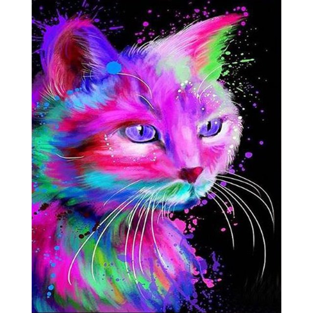 Taladro Pintura Diamante (DF3471) 5D DIY Kit de mosaico de bordado de punto de cruz completo (Gato) 30x40cm Hugtrwg Para estrenar