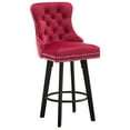 thumbnail image 4 of Modern Swivel Bar Stools with Velvet Upholstery & Button Tufted Design - 360° Rotation, Sturdy Footrest, Red Counter Stools for Kitchen Island, Bistro, Home Bar, 4 of 9